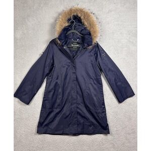 MAX&Co The 4 Season Parka Womens 6 Navy Fur Hooded Long Winter Coat Jacket